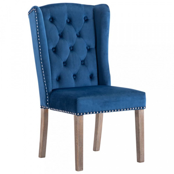 Jídelní židle samet / kaučukovník Dekorhome Modrá,Jídelní židle samet / kaučukovník Dekorhome Modrá