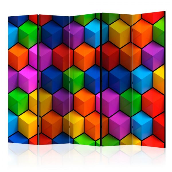 Paraván Colorful Geometric Boxes Dekorhome 225x172 cm (5-dílný),Paraván Colorful Geometric Boxes Dek