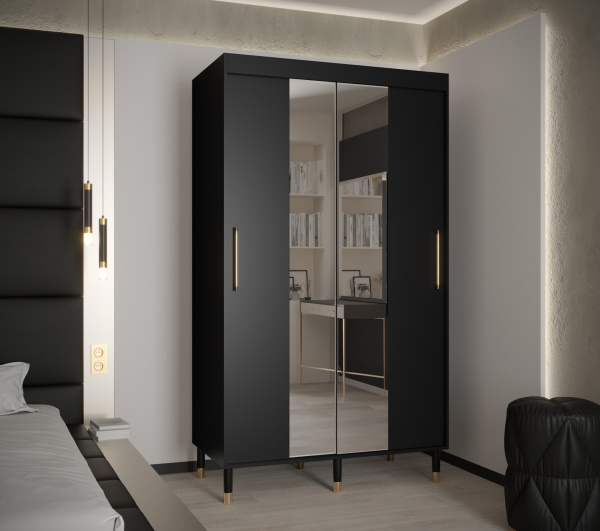 Šatní skříň Abi Calipso T1 Barva korpusu: Černá, Rozměry: 120 cm, Dveře: Černá + zrcadlo